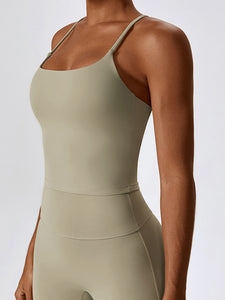 Square Neck Back Crisscross Tank Top Other Colors Available