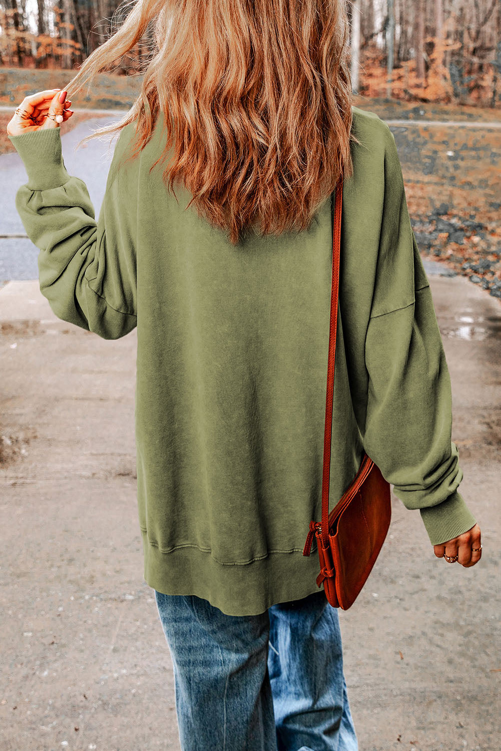 Dropped Shoulder Round Neck Long Sleeve Blouse [additional options available]
