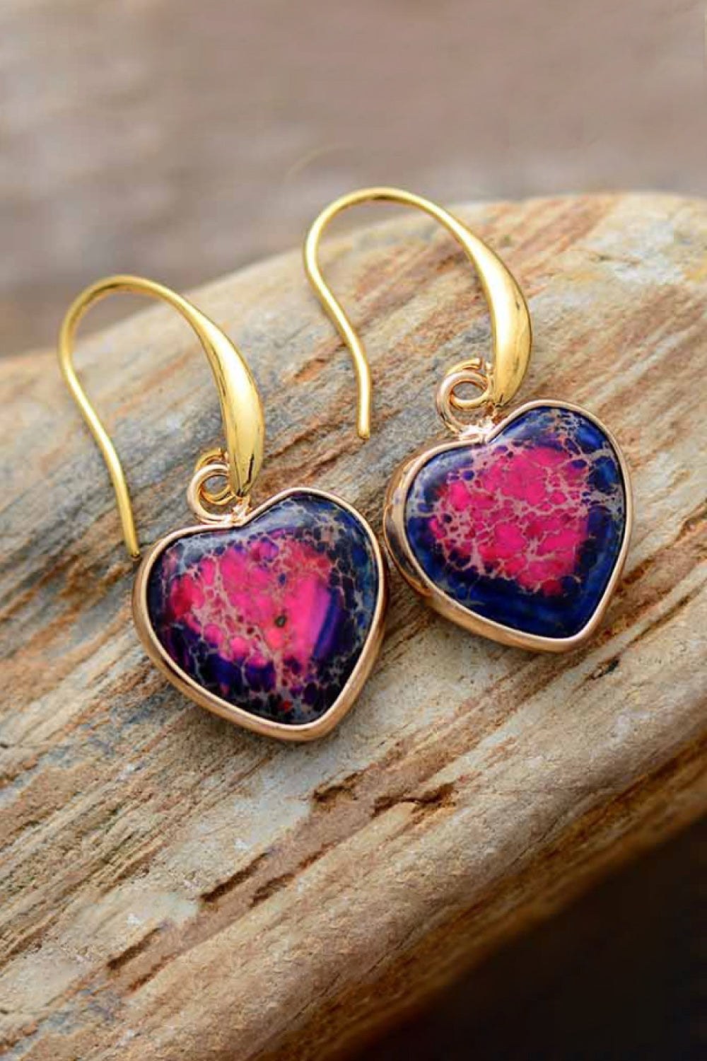 Imperial Jasper Heart Earrings Multiple Options Available