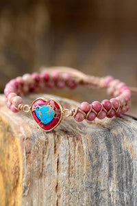 Handmade Heart Shape Natural Stone Bracelet Available in Multiple Colors