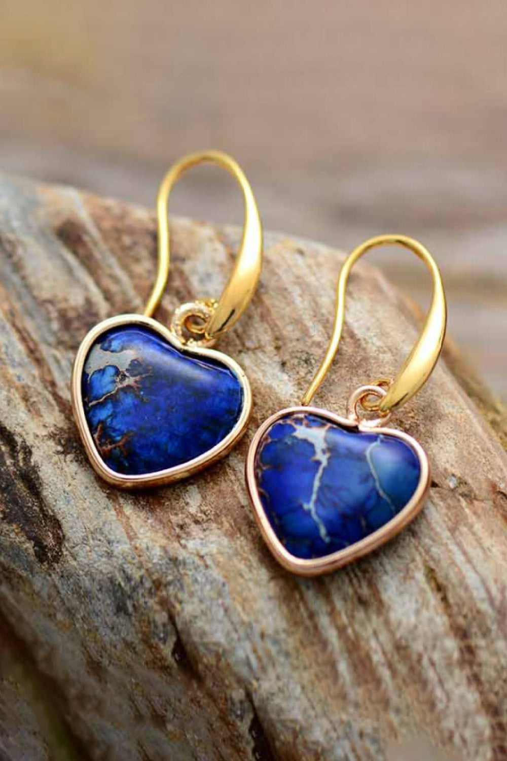 Imperial Jasper Heart Earrings Multiple Options Available