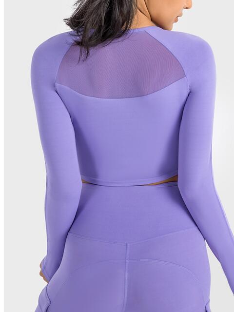 Square Neck Long Sleeve Cropped Sports Top  [Click for additional options]