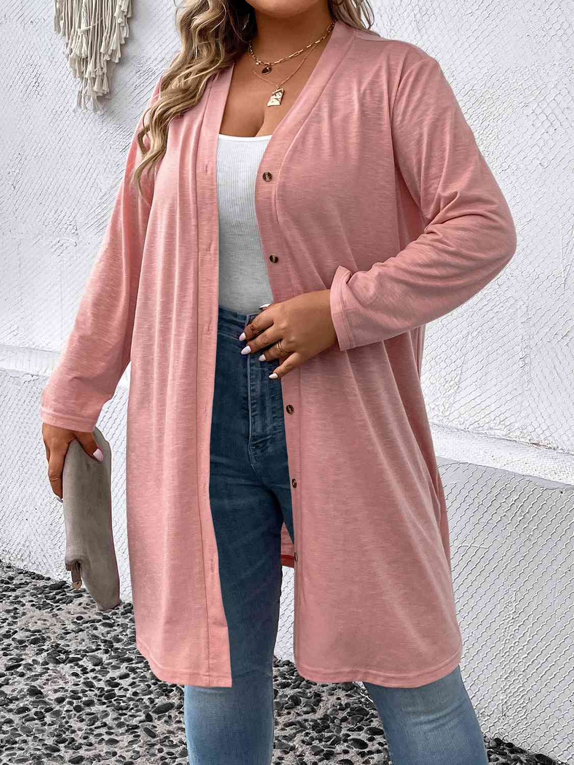 Plus Size Button Down Longline Cardigan  [Click for additional options]