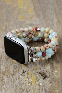 Synthetic Imperial Jasper Beaded Watchband Bracelet Multiple Options Available