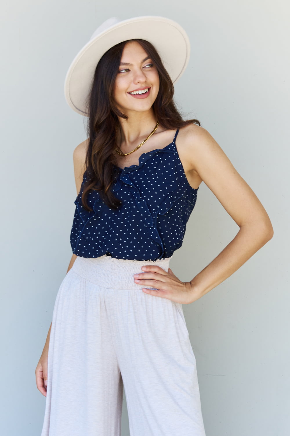 ODDI Full Size Tiny Heart Printed Cami Top
