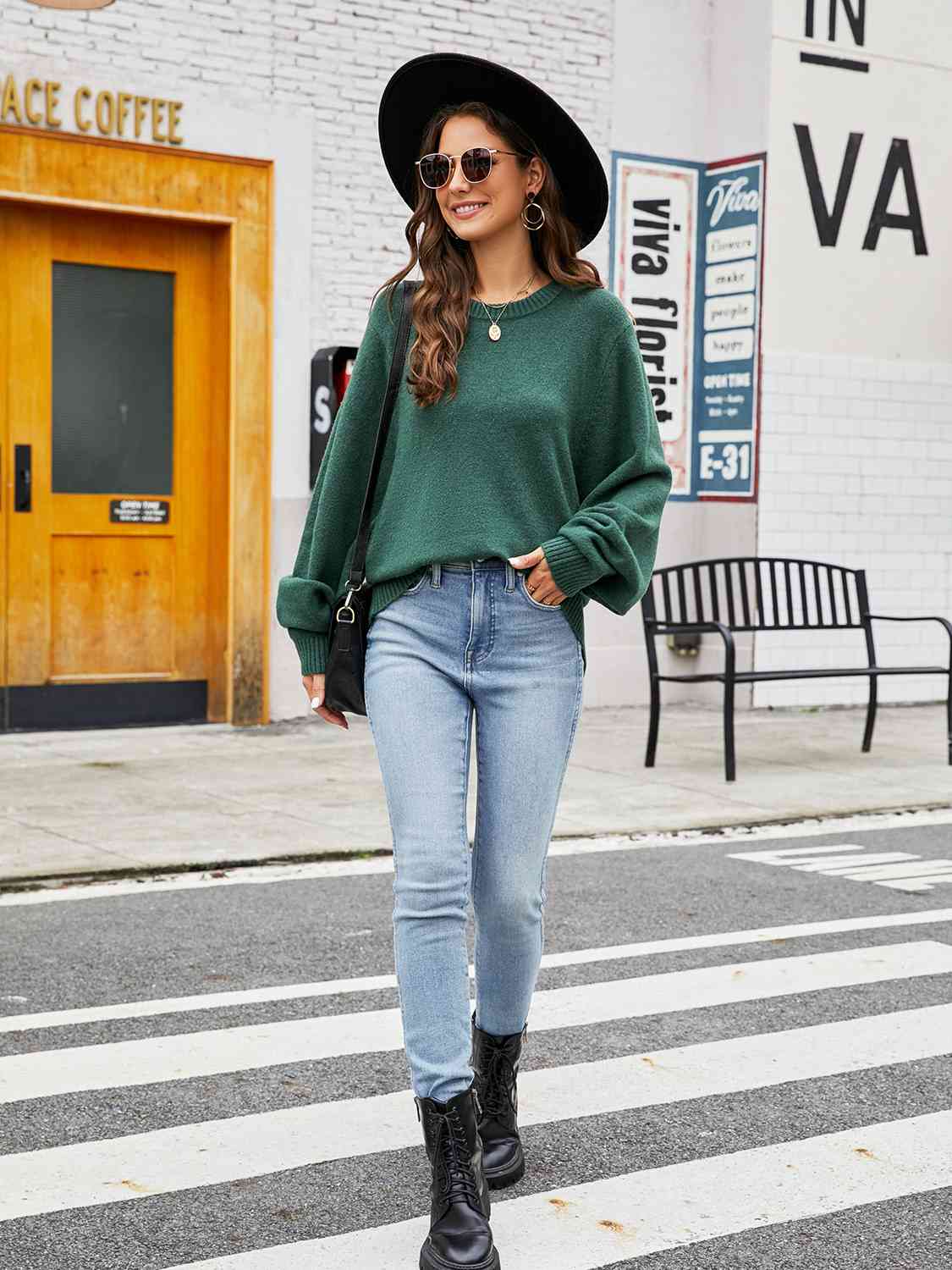 Round Neck Ribbed Trim Sweater  [click for more options]