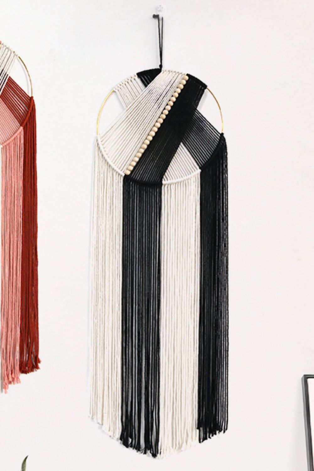 Contrast Macrame Hoop Wall Hanging available in 3 color options
