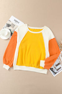 Round Neck Dropped Shoulder Color Block Sweatshirt [Click for more Options]