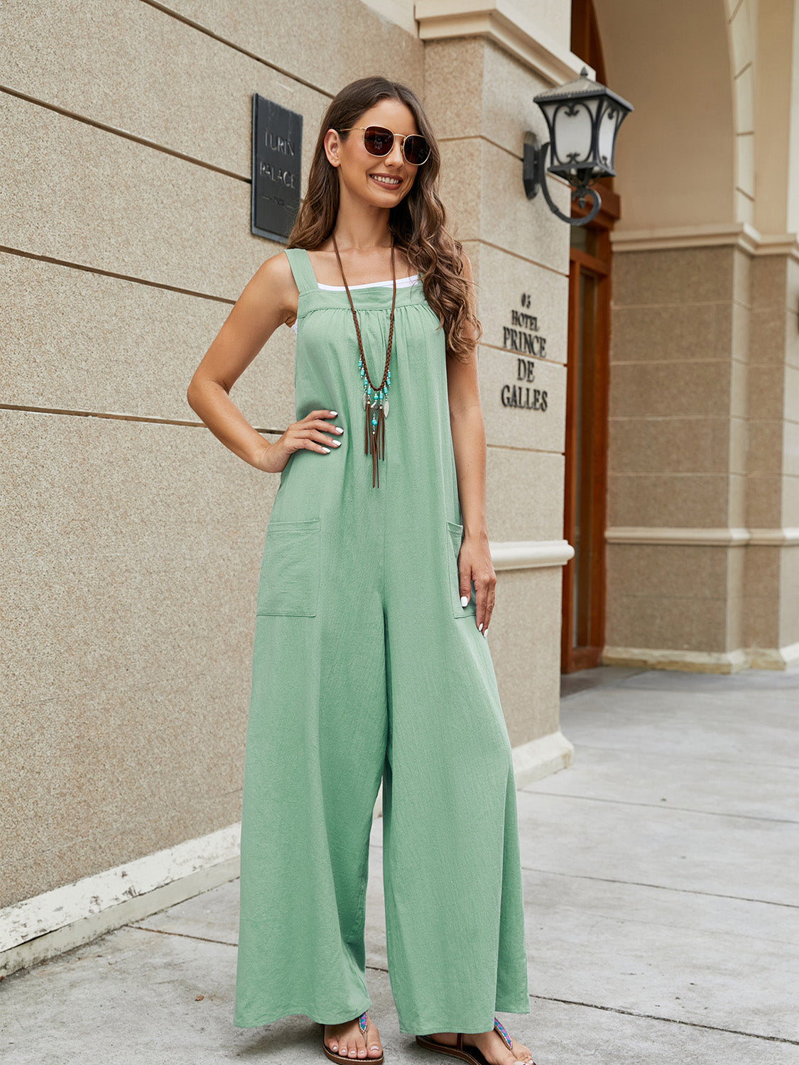 Square Neck Sleeveless Jumpsuit [CLICK FOR MORE]