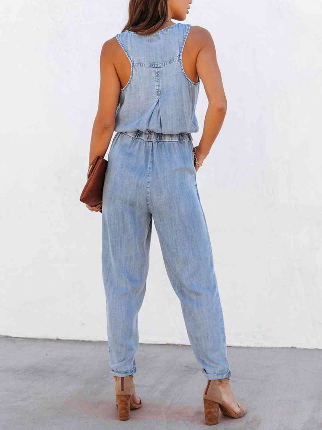 Drawstring Waist Sleeveless Jumpsuit  [Click for additional options]
