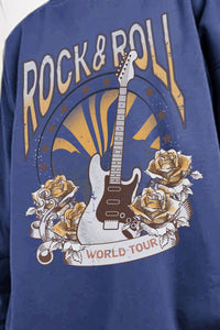 Simply Love Full Size ROCK & ROLL WORLD TOUR Graphic Sweatshirt