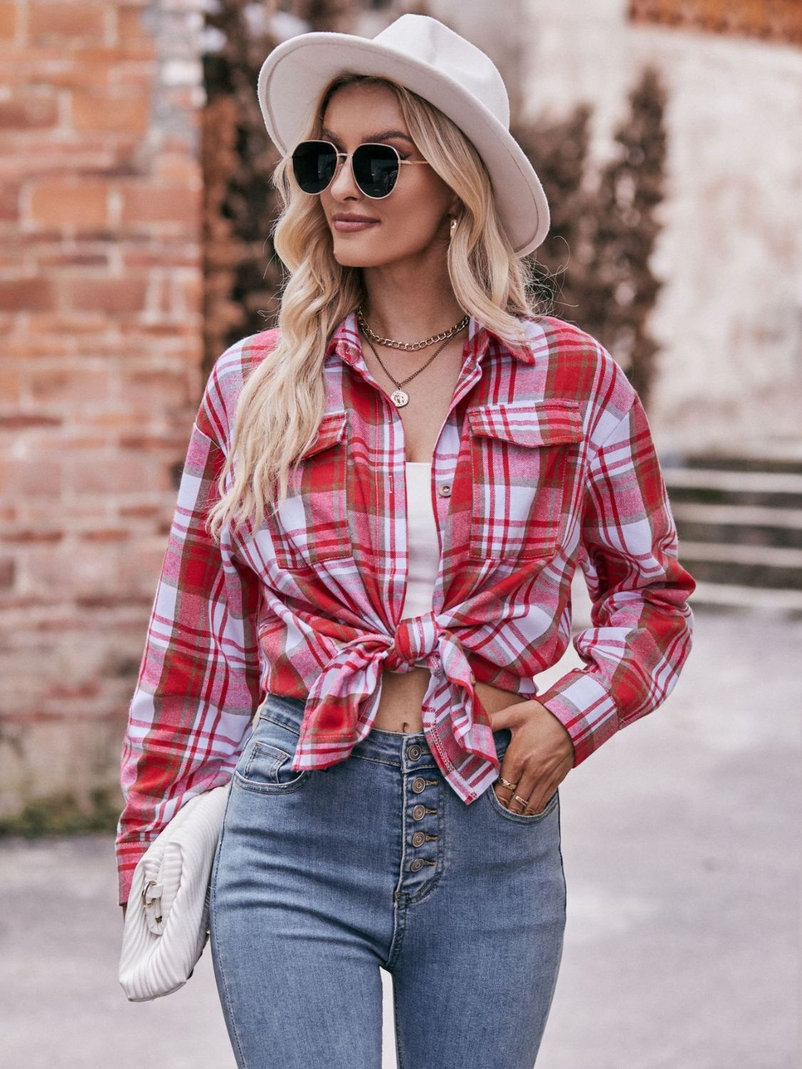 Plaid Dropped Shoulder Longline Shirt [additional options available]