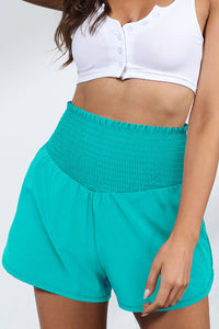 Smocked Paperbag Waist Shorts Available in Multiple Color Options