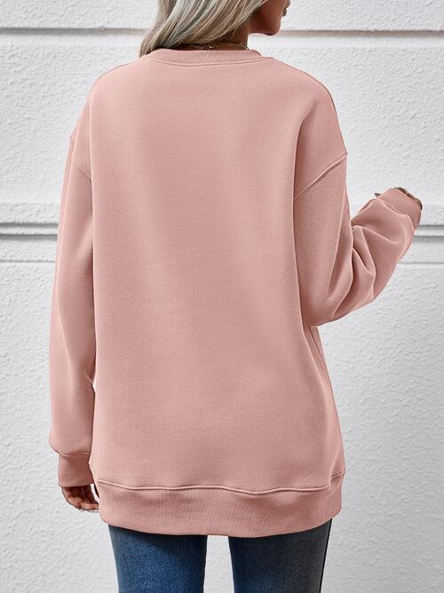 Graphic Round Neck Dropped Shoulder Sweatshirt   (Click for Additional Color Options)