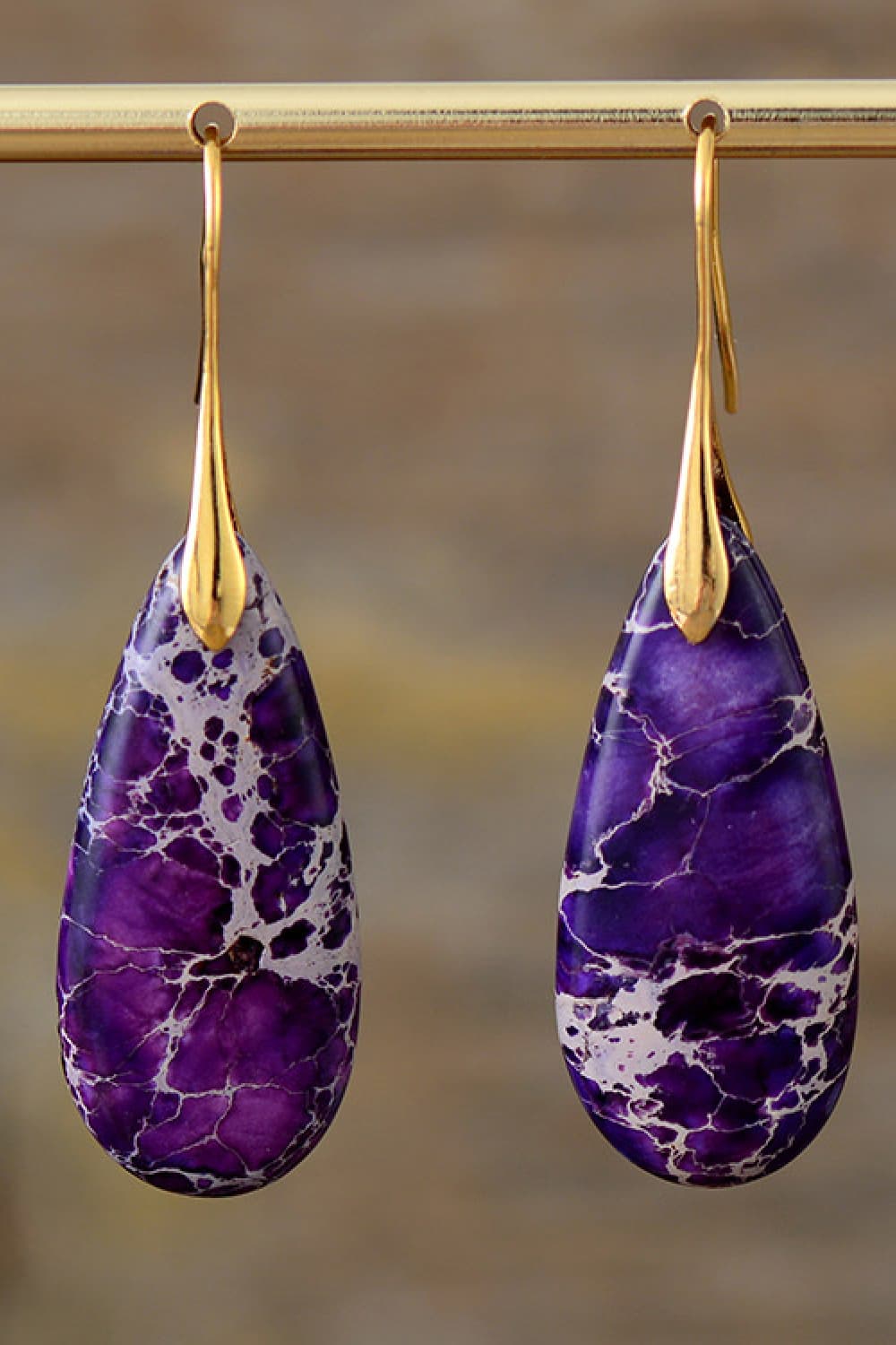 Handmade Teardrop Shape Natural Stone Dangle Earrings Available in Multiple Colors
