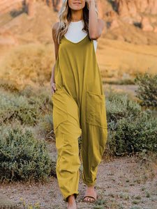 Double Take Full Size Sleeveless V-Neck Pocketed Jumpsuit [Additional Options Available]