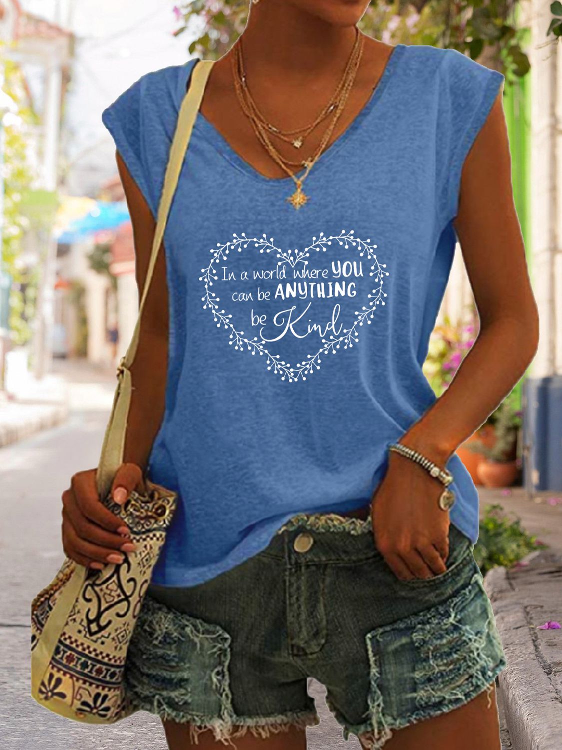 Full Size Heart Graphic V-Neck Tank [Click for more Options]