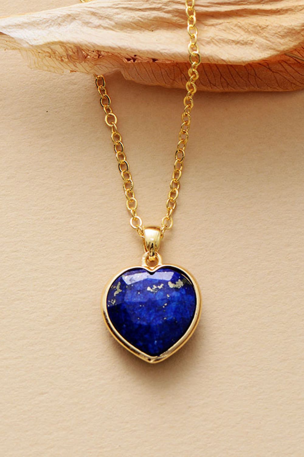 Natural Stone Heart Pendant Necklace Multiple Options Available
