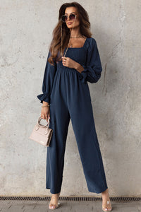 Smocked Long Flounce Sleeve Square Neck Jumpsuit [ Click for Options]