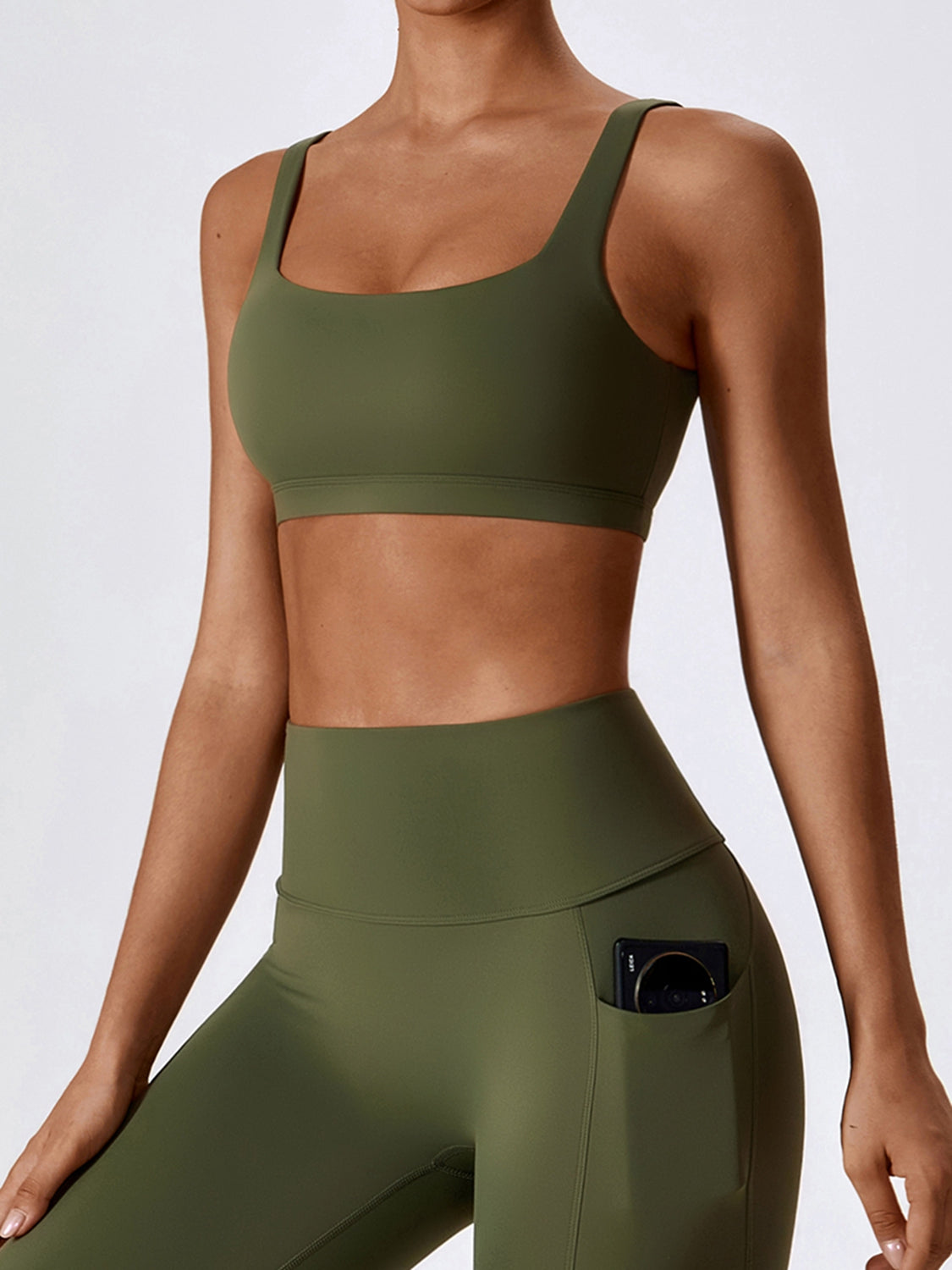 Square Neck Cropped Sports Tank Top Additional Options Available
