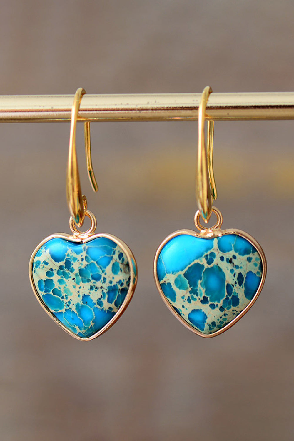 Imperial Jasper Heart Earrings Multiple Options Available