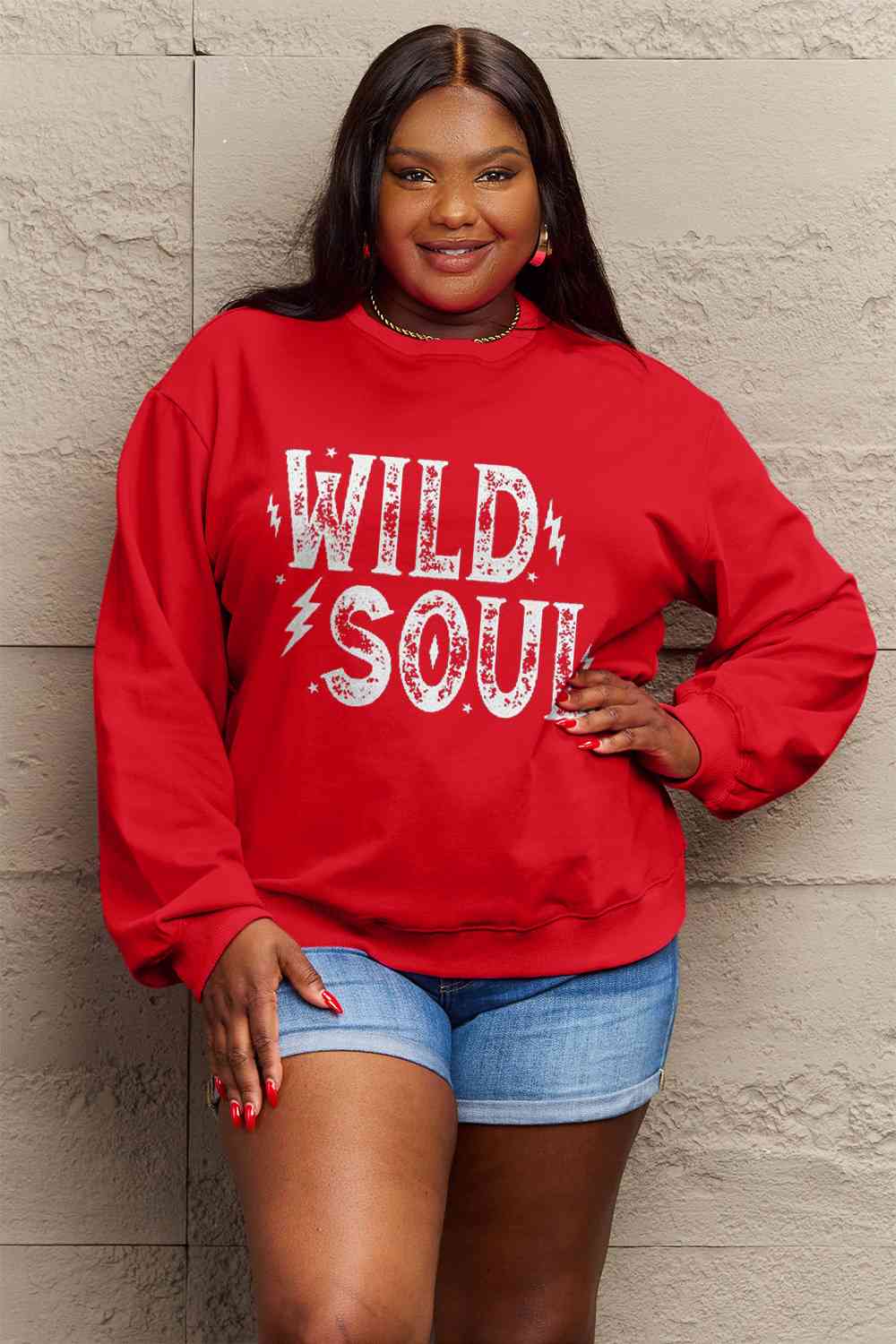 Simply Love Full Size WILD SOUL Graphic Sweatshirt   (Click for Additional Color Options)