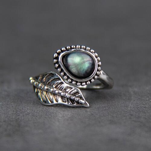Moonstone Leaf Bypass Ring