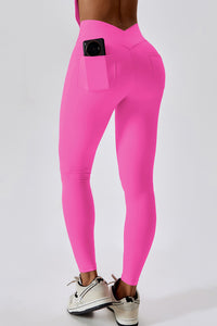 Wide Waistband Slim Fit Back Pocket Sports Leggings Other Colors Available