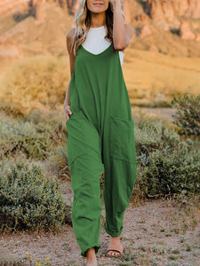 Double Take Full Size Sleeveless V-Neck Pocketed Jumpsuit Additional Options Available