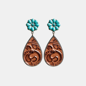 Turquoise Flower Teardrop Earrings  Additional Options Available