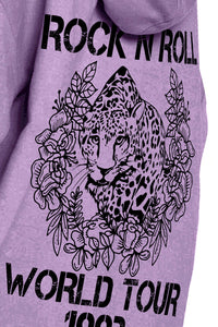 Simply Love Full Size Leopard Slogan Graphic Hoodie