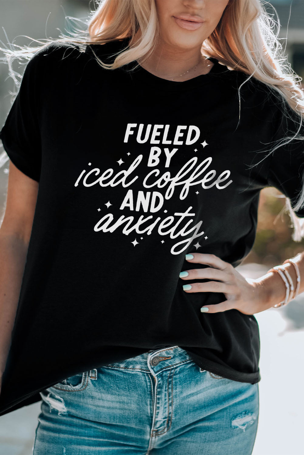 FUELED BY ICED COFFEE AND ANXIETY Graphic Tee