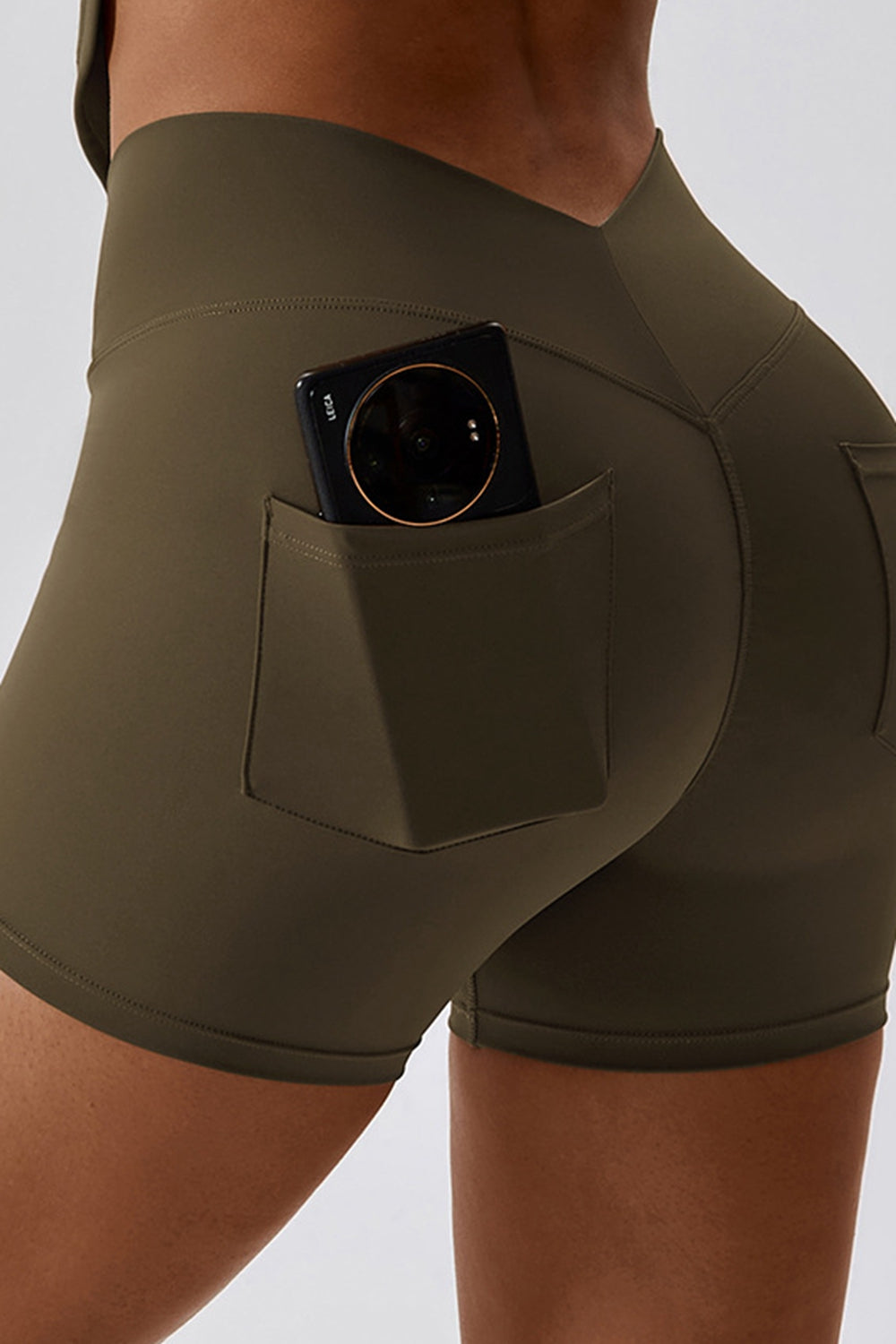 Wide Waistband Back Pocket Sports Shorts Other Colors Available