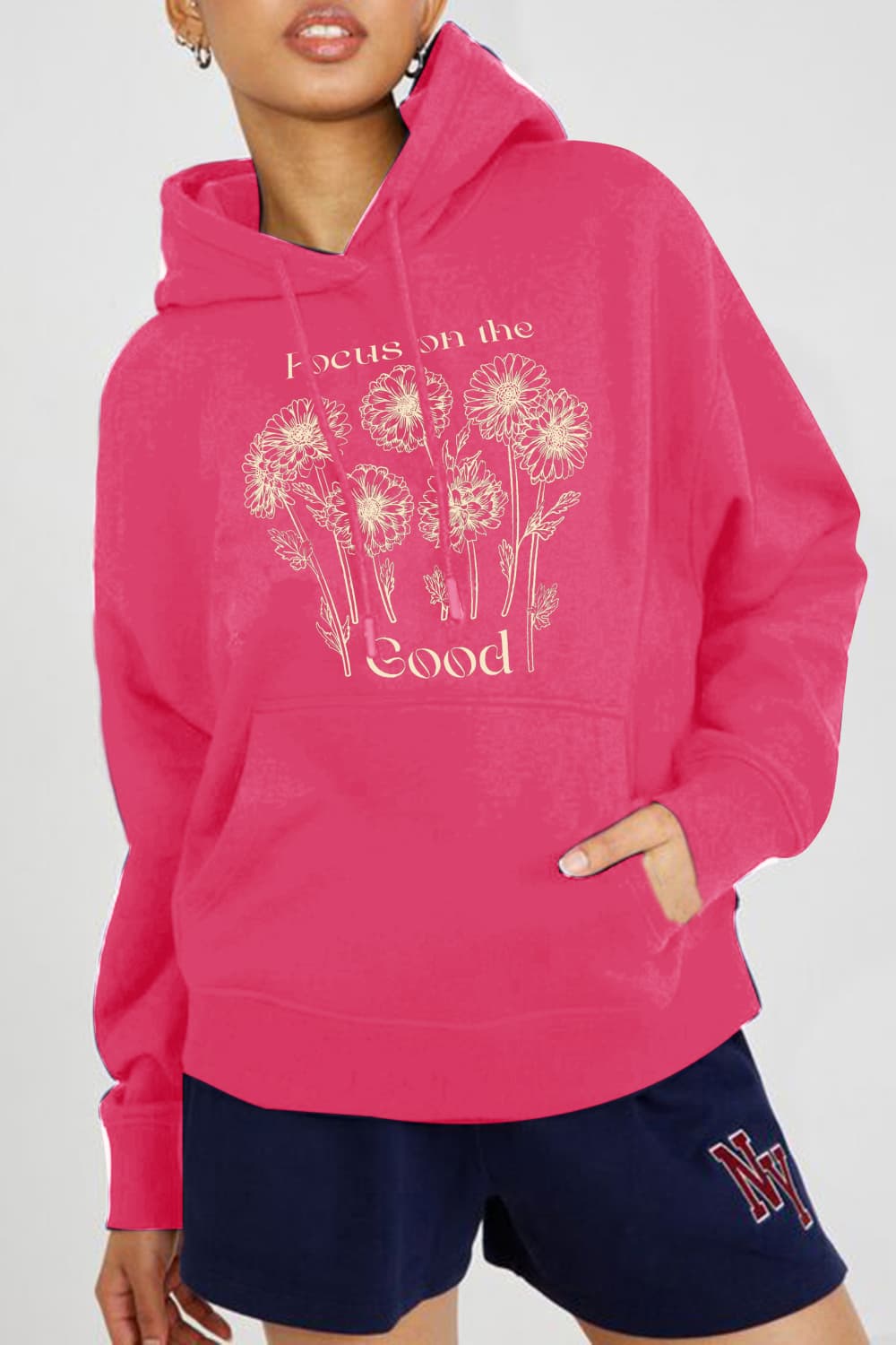 Simply Love Full Size FOCUS ON THE GOOD Graphic Hoodie