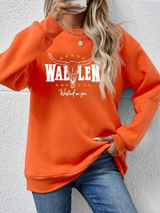 Graphic Round Neck Dropped Shoulder Sweatshirt   (Click for Additional Color Options)