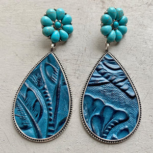 Turquoise Flower Teardrop Earrings  Additional Options Available