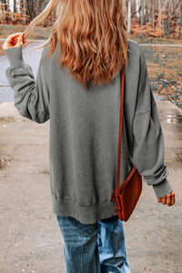 Dropped Shoulder Round Neck Long Sleeve Blouse [additional options available]
