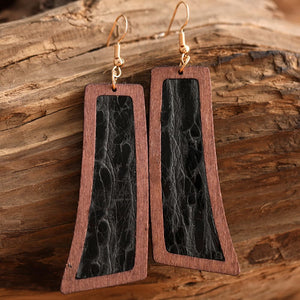 Geometrical Shape Wooden Dangle Earrings Additional Options Available