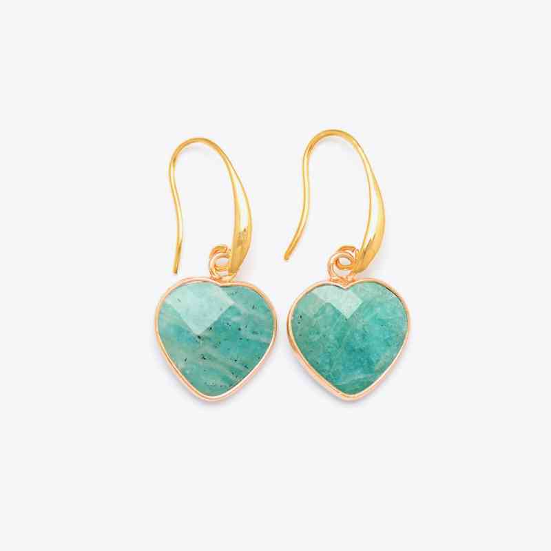 Natural Stone Heart Drop Earrings