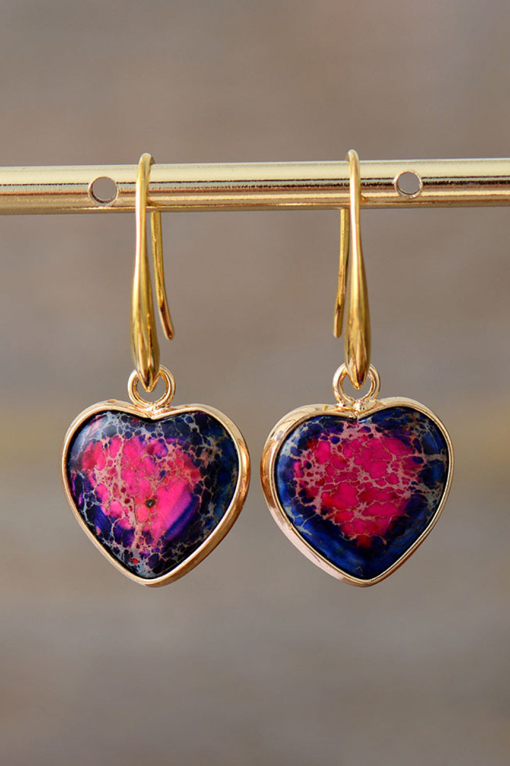 Imperial Jasper Heart Earrings Multiple Options Available