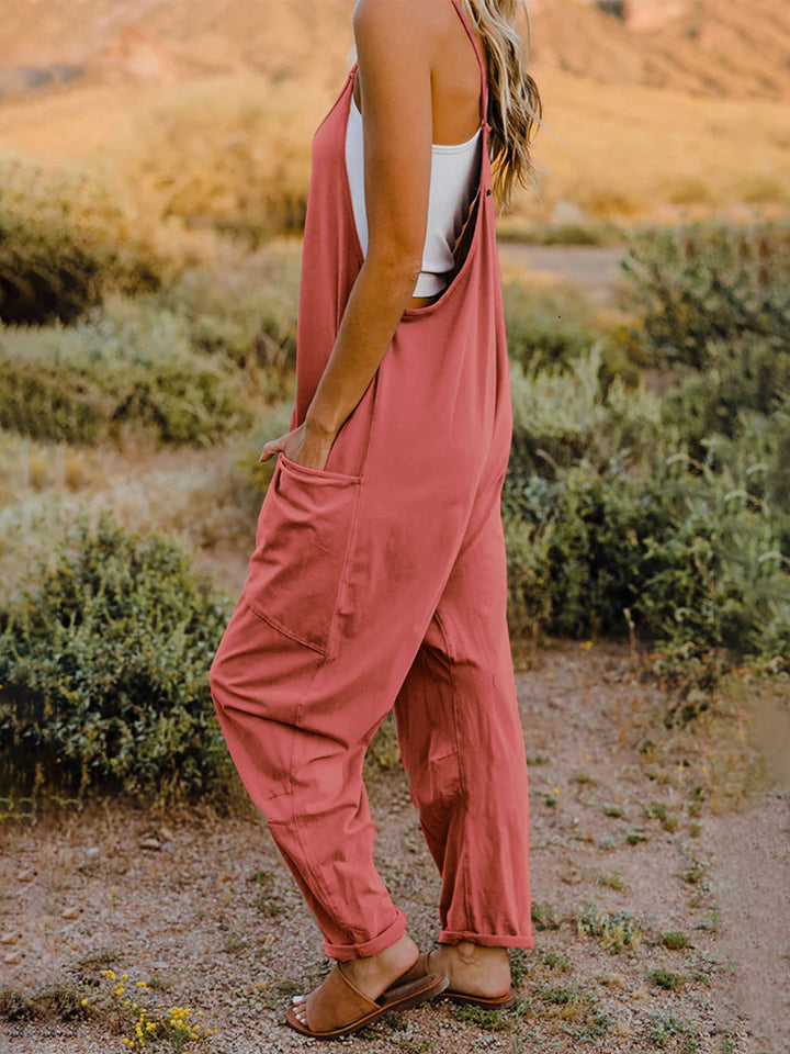 Double Take Full Size Sleeveless V-Neck Pocketed Jumpsuit [Additional Options Available]