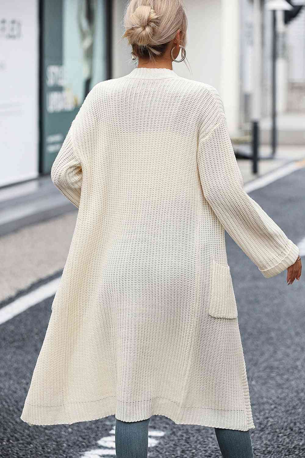 Dropped Shoulder Long Sleeve Cardigan with Pocket  [click for more options]