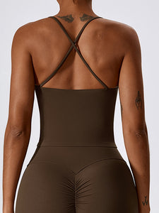 Square Neck Back Crisscross Tank Top Other Colors Available